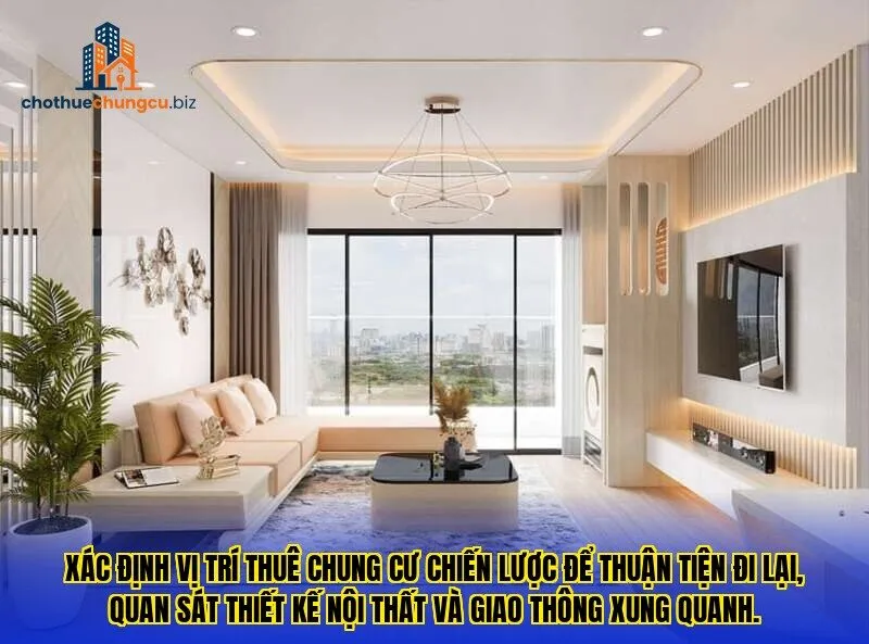 Xác định vị trí thuê chung cư chiến lược để thuận tiện đi lại, quan sát thiết kế nội thất và giao thông xung quanh.