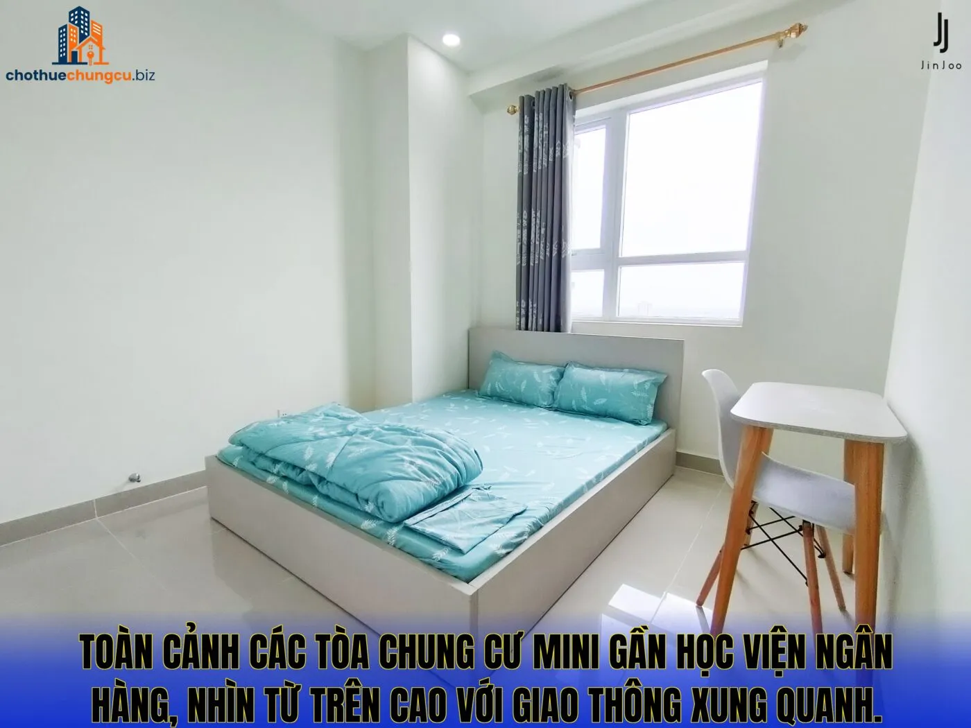 Toàn cảnh các tòa chung cư mini gần Học Viện Ngân Hàng, nhìn từ trên cao với giao thông xung quanh.